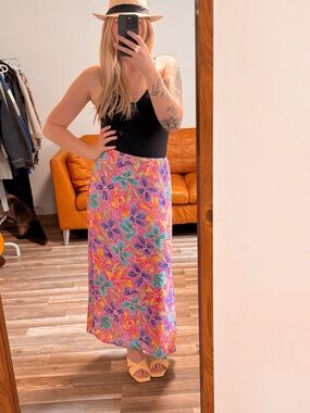 Madison Studio Multicolor Floral Maxi Skirt- 100% Silk